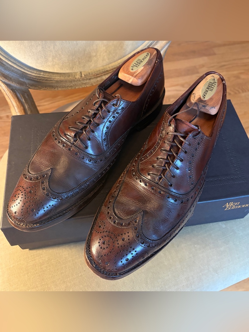 Allen Edmonds Boulevard All Leather Cap Toe Oxford 9.5D Dark Brown With Box